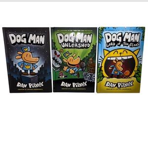 Dog Man by Dav Pilkey 3 Hard Cover Books Scholastic Reading Book 1 Book 2 Book 5